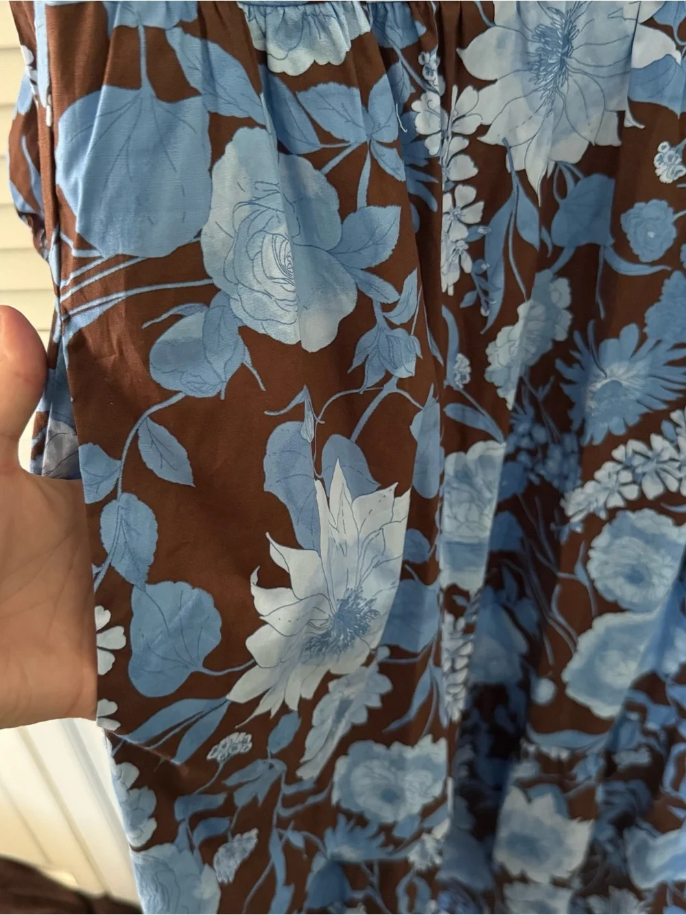 RACHEL Zoe Blue Floral Brown Button-Front Maxi Dress - Picture 4 of 5